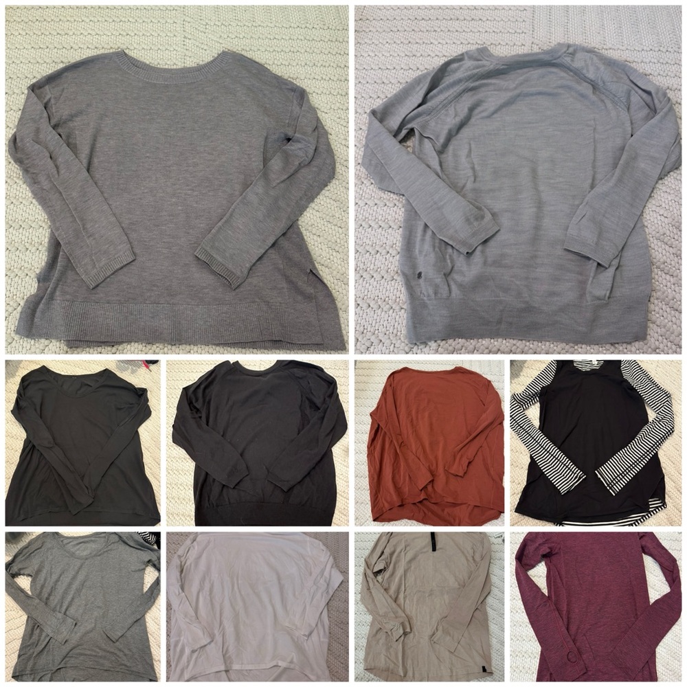 lululemon athletica long sleeve tops sweaters Seawheeze grey black maroon